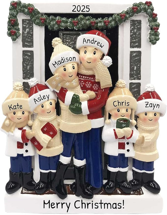 3D Welcoming Family of 6 Christmas Ornament 2025 Personalized Family Christmas Ornaments 2025 | Doorway Home Keepsake Personalized Tree Ornaments Customizable Gifts Winter Sweaters of Six Ornament