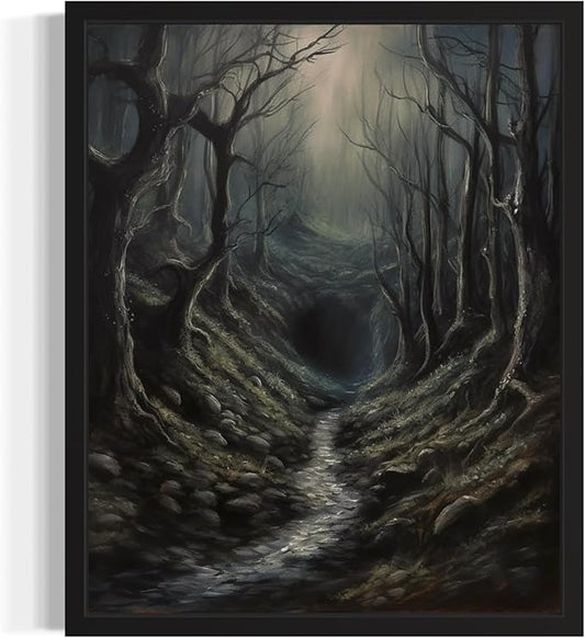 Dark Tunnel Poster Art Print, Halloween Scary Vintage Wall Art Academia Spooky Painting Decoration for Horror Prints, Gothic Posters Bedroom Decor 89 (Dark Tunnel, 16 x 20 inches, Unframed)