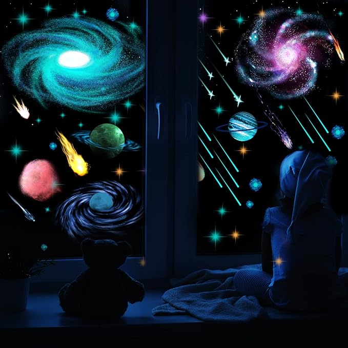 Glow in The Dark Stars Ceiling Wall Stickers Galaxy Star Stickers Self-Adhesive Removable Glow in Dark Decals for Kid Nursery (Modern Style)