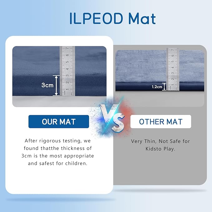 Baby Play Mat 1.2" Thick Memory Foam Nursery Rug Area Rug, 9’2” X 6’7” Yoga Mat Playmat Crawling Mat for Baby,Toddlers,Infants,Kids,Floor Mat Tatami Mat for Living Room with Non-Slip(Blue)