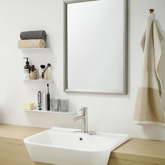 JOOM White Metal Floating Shelf - Floating Shelf, Small Bathroom Shelf, Display Shelves for Wall Storage (12 in)