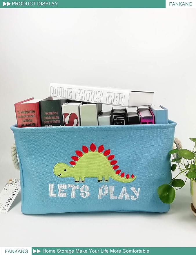 FANKANG Rectangular Laundry Basket Nursery Storage Fabric Storage Bin Storage Hamper,Gift Baskets (Single Dinosaur)