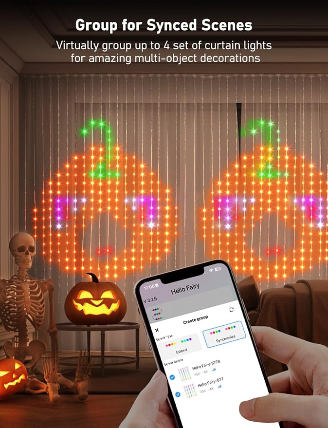 Amposei Smart Curtain Lights, Smart LED Curtain String Lights Outdoor, 540 LEDs Christmas Lights, Dynamic DIY Light, Music Sync Color Changing Fairy Lights with APP Remote Control for Backdrop Bedroom