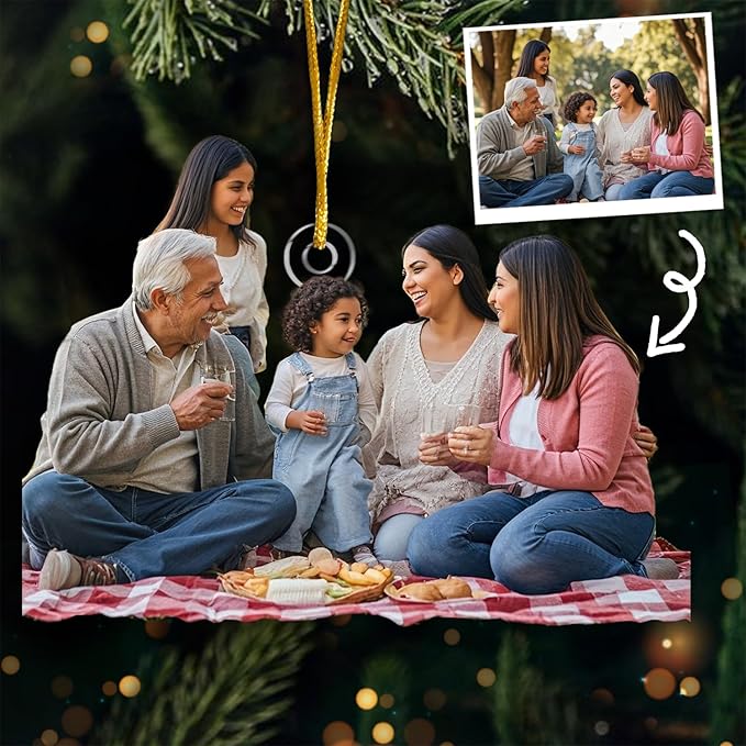 DOPTIKA Acrylic 2D Personalized Photo Ornament, Christmas Ornaments 2025, Birthday Gifts for Mom Dad, Family Ornament for Christmas Tree, Custom Photo Gifts for Family