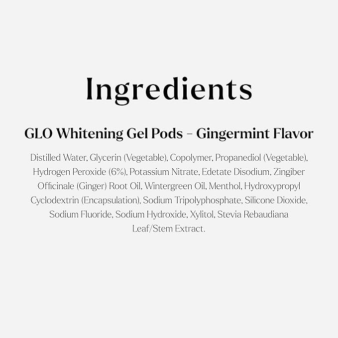 GLO Science Teeth Whitening Gel Pods – Safe, Effective Tooth Whitener with Silicon Brush, 6% Hydrogen Peroxide – Fastest Way to Whiter Teeth, Sensitivity Free – Gingermint Flavor (Pack of 5)