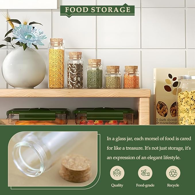 JIUYUE 4 pcs 50 ml Glass Bottles with Cork,Storage Bottles for Liquids(1.7 oz-1.85x1.96 inch)