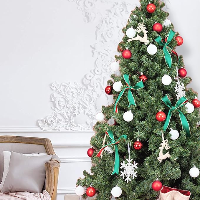 Every Day is Christmas Ornaments, Shatterproof Christmas Tree Ornament Set, Christmas Balls Decoration 50 Count (2.24"/57mm, Red White)