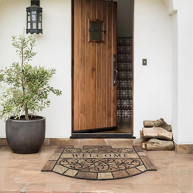 Durable Welcome Door Mats, 24"x36" Heavy-Duty Large Welcome Mat for Front Door with Non-Slip Rubber Backing, Door Mats for Outside Entry High Traffic Area（Leaves）