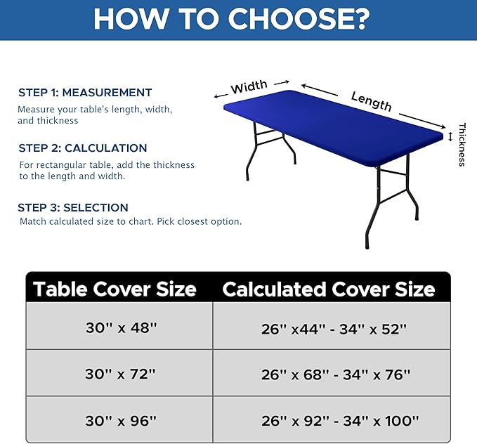 Fitted Tablecloth for 8 Foot Rectangle-2 Pack Royal Blue Elastic Outdoor Picnic Table Cover-Spandex Stretch Folding Table Cloths 8ft for Camping Dining Room Patio Kitchen Banquet Party