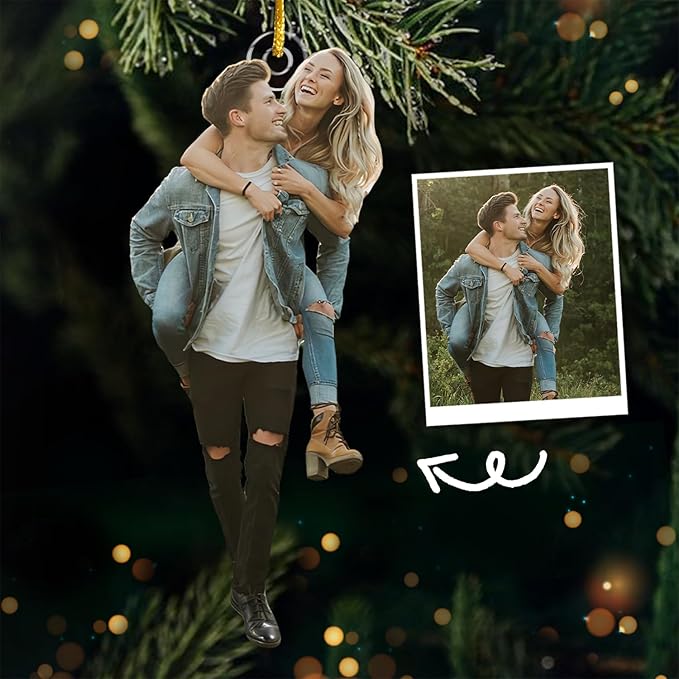 DOPTIKA Personalized Photo Ornament, 2D Christmas Ornaments Gifts for Couples 2025, Personalized Christmas Ornaments 2025, Couple Gifts for Husband Wife Boyfriend Girlfriend, Photo Ornament