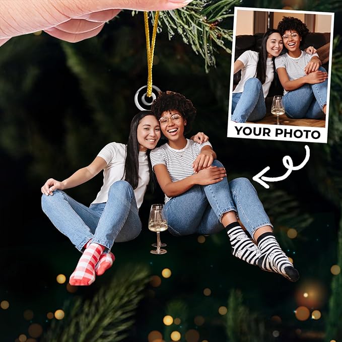 DOPTIKA Personalized 2D Ornaments for Christmas Tree, Friend Christmas Ornaments 2025, Personalized Christmas Picture Ornaments for Friends, Besties, BFF, Friendship Gifts for Women Men
