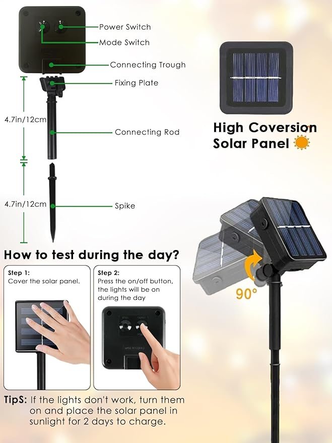 Warm White Solar Christmas Lights Outdoor Decorations Waterproof, Tatal 2 Pack 200LED 66FT Solar String Lights Green Wire with 8 Modes, Christmas Fairy Light for Xmas Tree Party Wedding Garden Decor