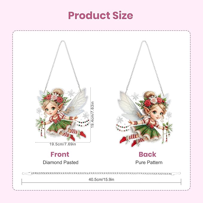 EOBROMD Diamond Hanging Art Kits for Adults, Diamond Art Painting Fairy Window Pendant Kits Suncatchers, DIY Special Shaped Rhinestone Adults, Home Wall Decor