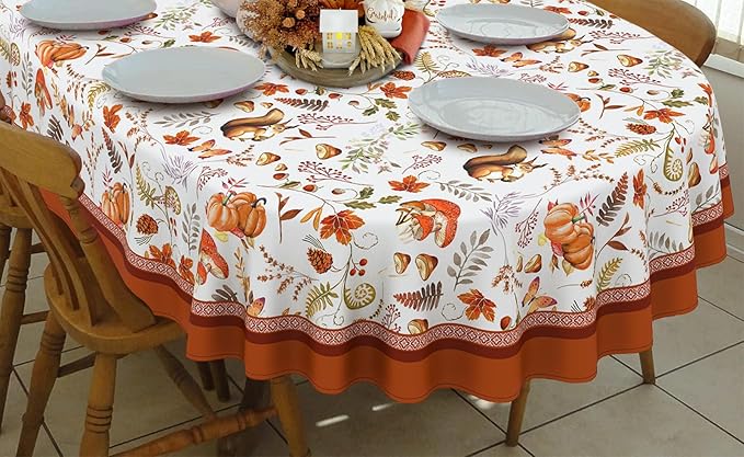 Fall Pumpkin Tablecloth Autumn Thanksgiving Table Cloth, Waterproof Fall Harvest Table Cover for Fall Harvest Party Decoration-54 x72