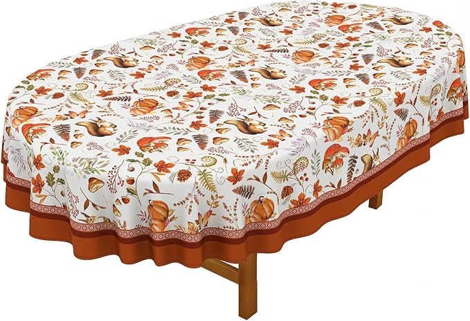 Fall Pumpkin Tablecloth Autumn Thanksgiving Table Cloth, Waterproof Fall Harvest Table Cover for Fall Harvest Party Decoration-60 x102