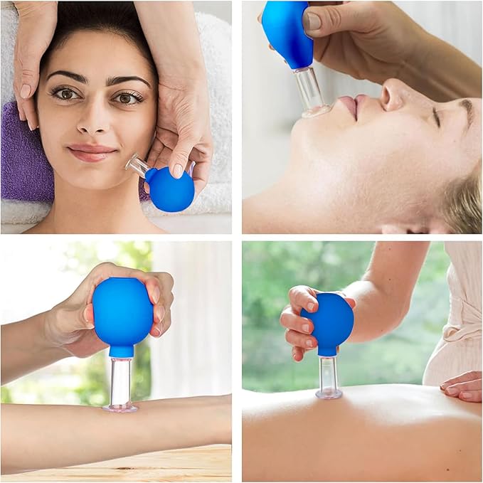 Facial Cupping Therapy Set Plastics, Eye Face Vacuum Massage Anti Cellulite Cup - Silicone, for Beauty Body Cup Lymphatic Fascia Massager