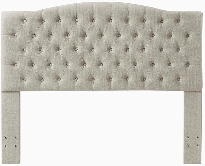 24KF Upholstered Tufted Button Linen Fabric Headboard,Comfortable Fashional Headboard Queen/Full Size,Linen