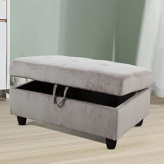 Ottoman Rectangular Storage Ottoman Bench, Footrest Stool Footstool with Lid for Living Room, Bedroom, Entryway, Brown, 37.5"x25.5"x19.5"