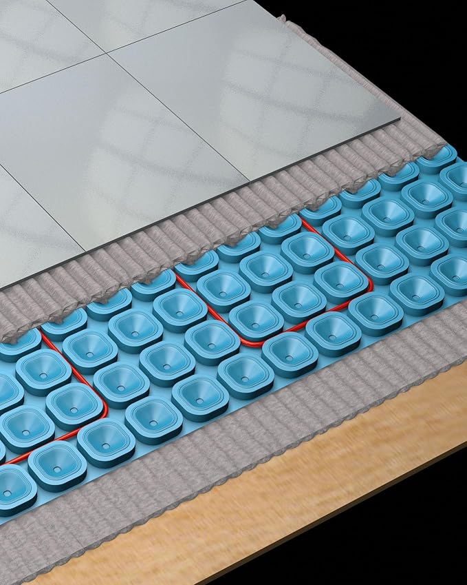 All-in-one Electric Radiant Floor Heating Kit 12 Sq Ft 120V with 2855201 Thermo Touch Touchscreen Programmable Thermostat, Heat Uncoupling Membrane, Underfloor Heat Cable, Safe Installation Tools