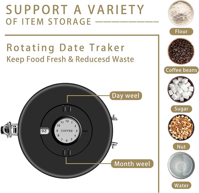 malmo Coffee Canister, Airtight Coffee Container with Date Tracker Lid, Stainless Steel Canister for Kitchen Food Storage (Gary, 9oz)