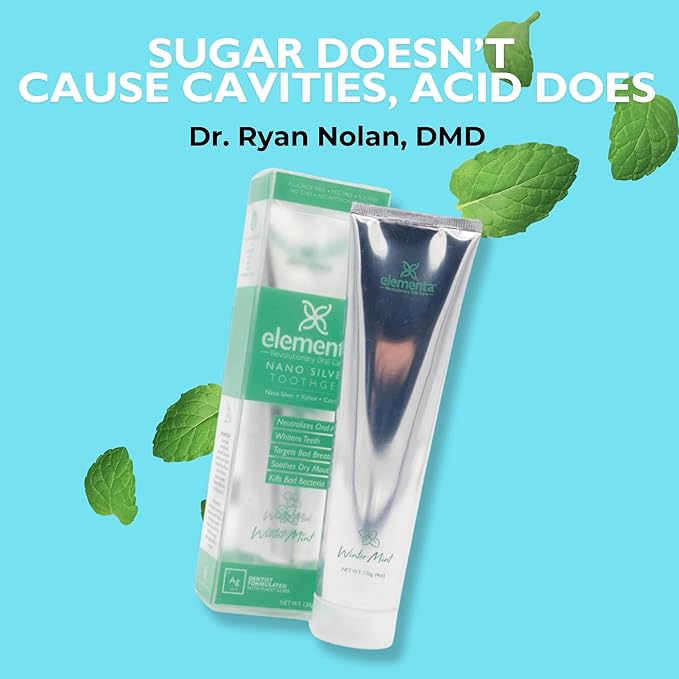 Elementa Silver Non-Foaming Toothpaste Wintermint Flavor | 5 in 1 Teeth Whitening Gel 4 Fl oz | Dentist Formulated All Natural | Professional Whitening Gel | Fluoride Free | Fresh Breath