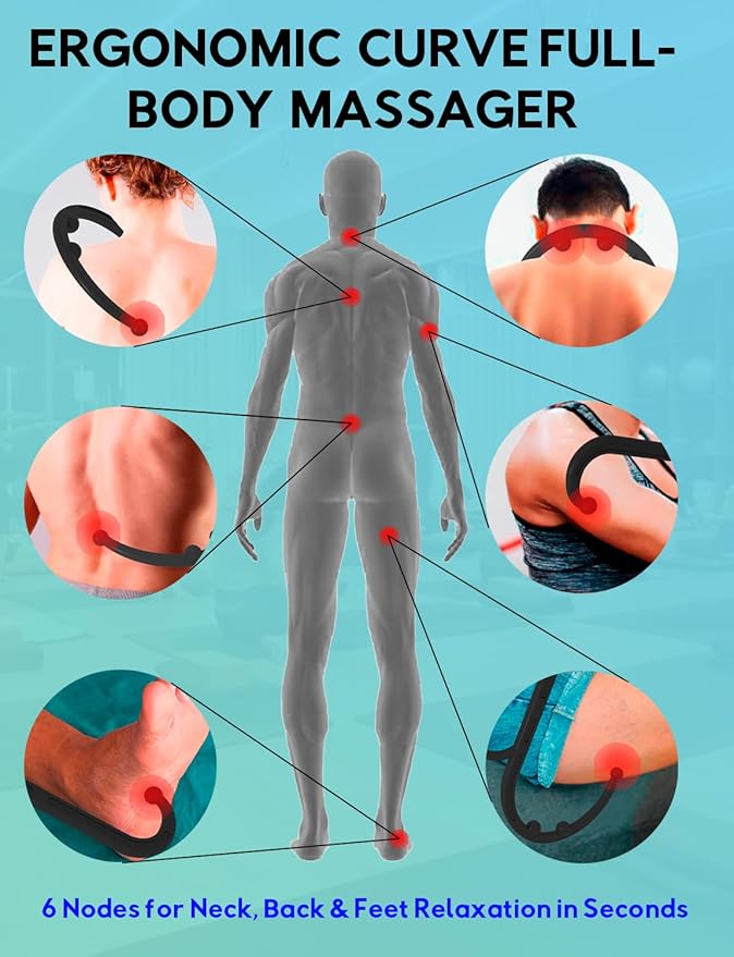 Deep Tissue Massage Cane - Handheld Back & Neck Massager for Muscle Pain Relief, Trigger Point Therapy, Shoulder Knot Remover - Muscle Relaxation Tool for Home Office Travel - Self Massage Stick