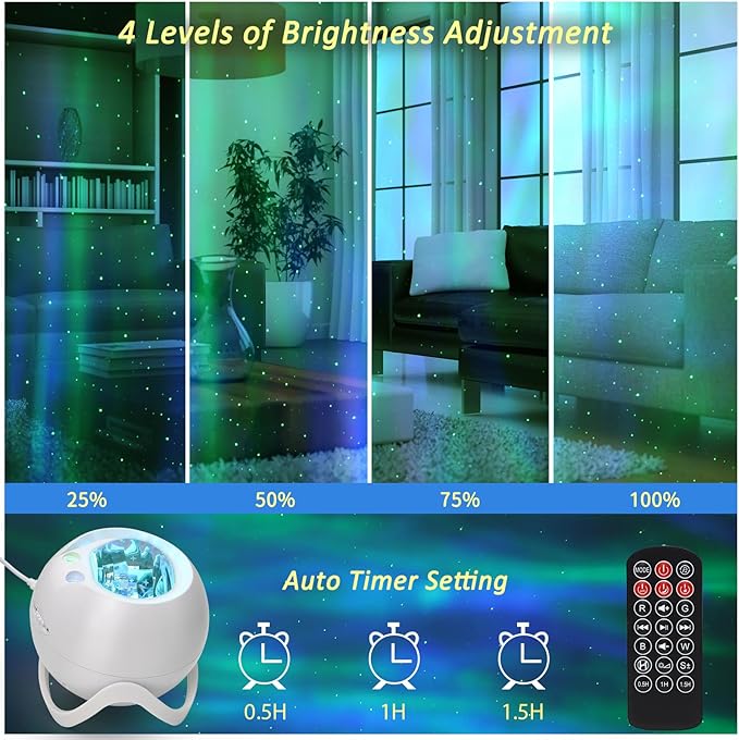 Galaxy Projector for Bedroom, Star Projector, White Noise with Bluetooth Speaker, Timer, Night Light,for Party, Living Room Decoration