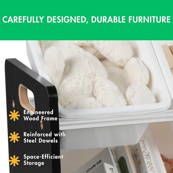 Humble Crew Supersized Toy Storage Organizer with 16 Removable Bins, Espresso/White – Large Toy Storage for Toddlers Ideal for Kids' Rooms, Playrooms, and Nurseries - Modern Toy Bins for Kids