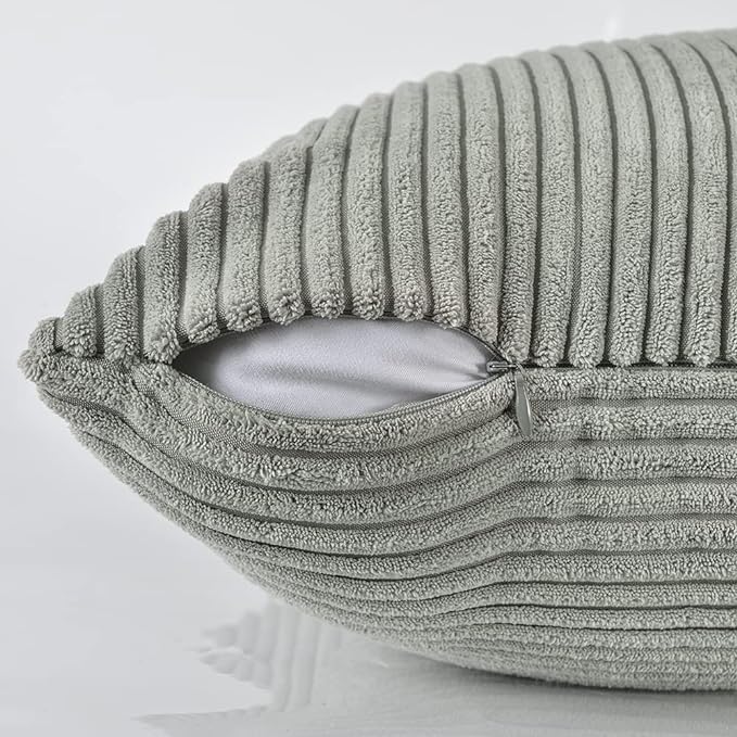 Fancy Homi 2 Packs Grey Euro Decorative Throw Pillow Covers 26x26 Inch for Couch Bed, Rustic Farmhouse Boho Home Decor, Soft Corss Corduroy Patchwork Textured Square Gray Cushion Case 66x66 cm