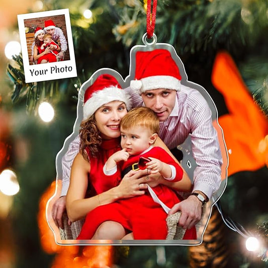 Amlion Personalized Your Photo Ornament,Custom Photo Ornament Customized Acrylic Family Picture Ornament Decor Xmas Gift for Kids Mom Dad Husband Wife Friend Pet