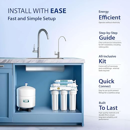 APEC Water Systems ROES-50 Essence Series Top Tier 5-Stage WQA Certified Ultra Safe Reverse Osmosis Drinking Water Filter System with Extra High Capacity Pre-Filter Set Stage 1-3