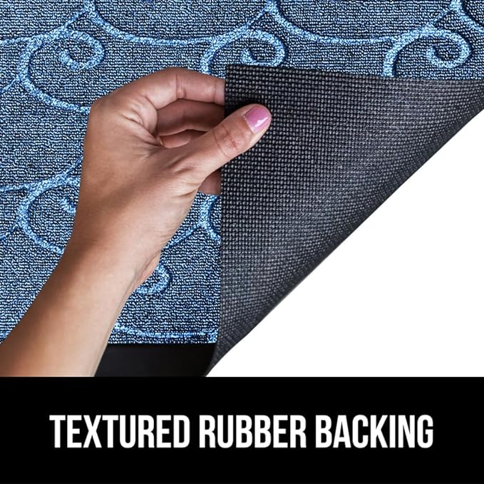 GORILLA GRIP 100% Waterproof All-Season WeatherMax Doormat 35x23, US Designed Natural Rubber, Stain and Fade Resistant, Low Profile Indoor Outdoor Door Mats, Easy Clean Patio Mat, Ocean Blue Waves