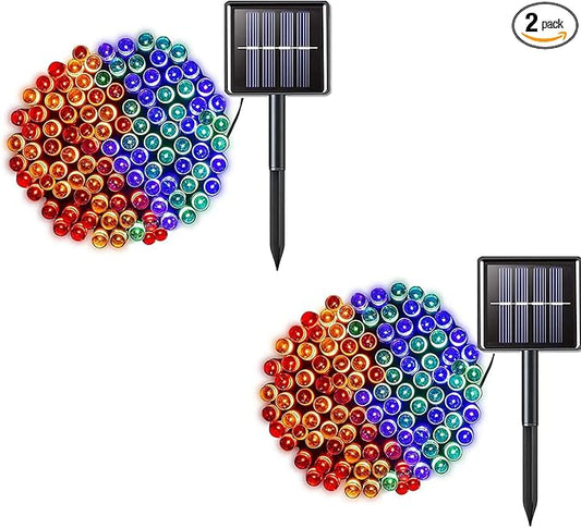 2 Pack 200 LED Solar String Lights, 85.2ft 8 Modes Solar String Lights for Outside, Waterproof and Solar Powered Outdoor String Lights for Holiday Christmas Yard Garden Tree Wedding Party (Multicolor)