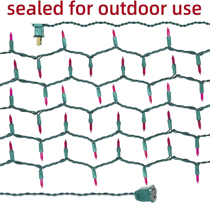 Green Wire,Pink Incandescent Bulb 100 Mini String Lights for Indoor Christmas Tree Garland Birthday Wedding Party Festival Decoration