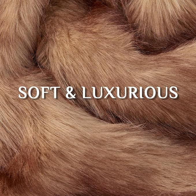 Fluffy Faux Fur Throw Blanket – Super Soft Warm Thick Plush Blanket for Bed, Couch & Office, Cozy Fuzzy Throw with Flannel Backing,90"x90", Brown