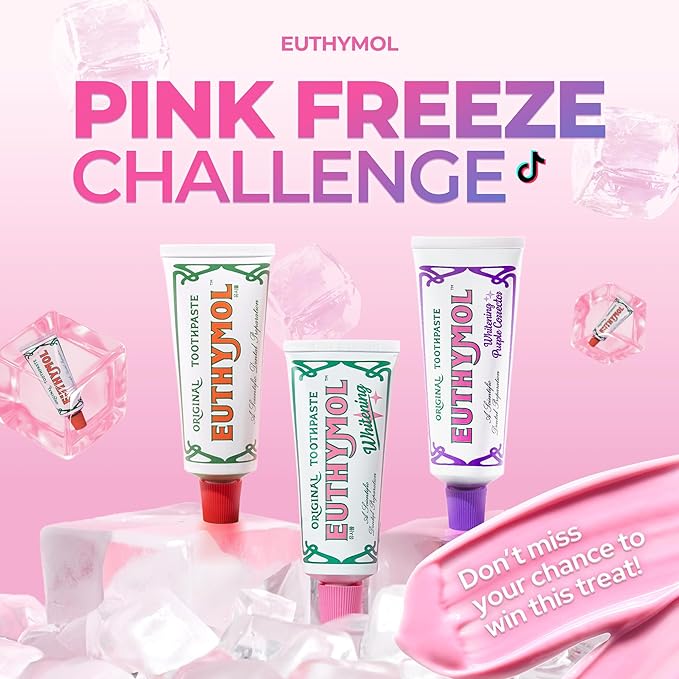 EUTHYMOL Whitening Toothpaste (3.7fl oz) - Stain Removal in 2 Weeks, Long-Lasting Freshness for Sensitive Gum & Teeth. Bad Breath, Cavity Prevention. Recyclable Aluminum Tube