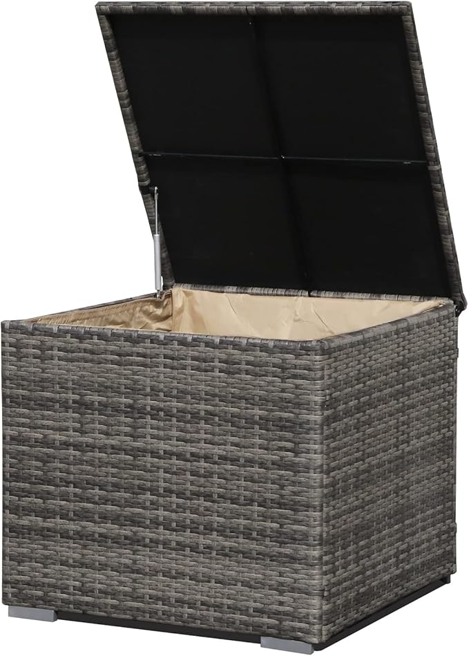 Super Patio Outdoor Patio Storage Box Waterproof, Wicker Storage Bin Deck Box for Cushions, Garden Tools, 88 Gallon, Gray