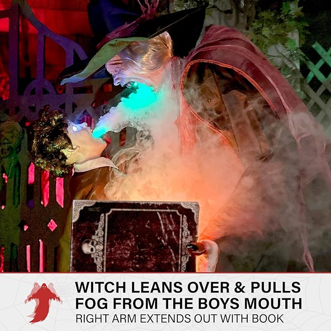 Haunted Hill Farm 7-Ft Animatronic Soul Harvester by Tekky, Halloween Animatronic, Spooky Prop & Party Decoration, Indoor & Covered Outdoor Creepy Witch Decor Motion-Activated Lights & Sound, LifeSize