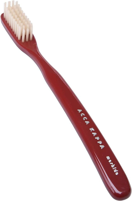 Acca Kappa Vintage Red Toothbrush Hard Nylon Bristles Retro-Style Ergonomic Handle