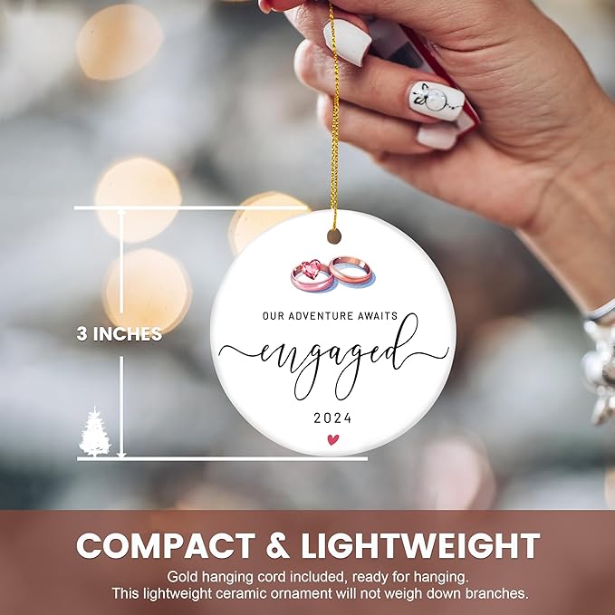 Engagement Christmas Ornament for Newly Engaged - Just Engaged Gift for Bride to Be by [Brand]