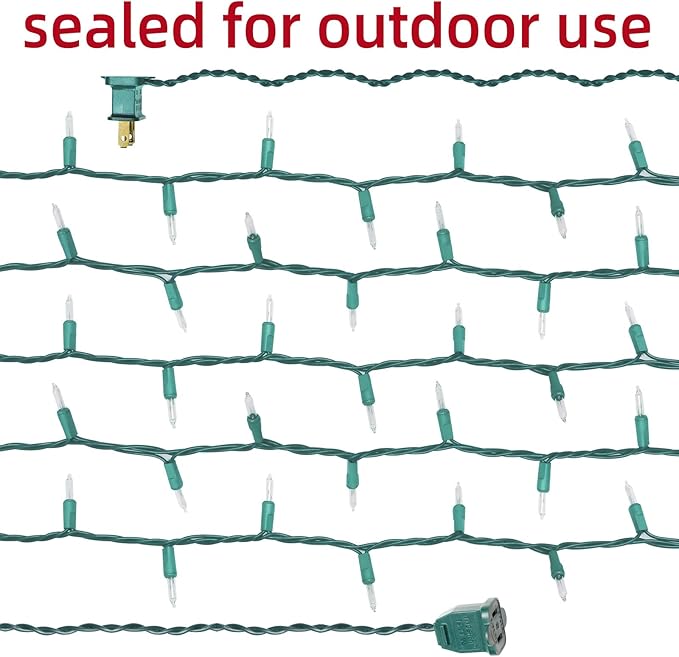 Green Wire,Clear Incandescent Bulb 100 Mini String Lights for Indoor Christmas Tree Garland Birthday Wedding Party Festival Decoration