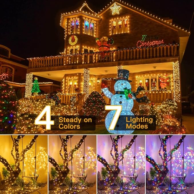 Ollny Christmas Lights, 210FT 640LED Color Changing Christmas Tree Lights with 11 Modes Remote Control, Waterproof Outdoor Light for Outside Indoor Patio Weddings Xmas Decorations