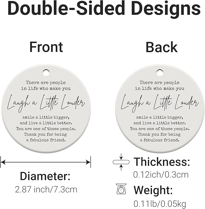 Friendship Gifts for Women, Best Friend, Funny, Work Besties, Sister, Friend Ornaments for Women, Ceramic Christmas Ornaments