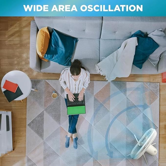 EZ-CHILL 16” Oscillating Pedestal Fan, 3-speed Options, 90-Degree Oscillating Head, Adjustable Height and Tilt, Powerful Air Flow, Black, MTFS-16B-BLK