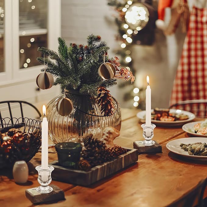 Glass Candle Holders Set of 24- Clear Candlestick Holders & Taper Candle Holders for Wedding Centerpiece Table Decorations, Valentines Day Decor, Party and Romantic Dinner