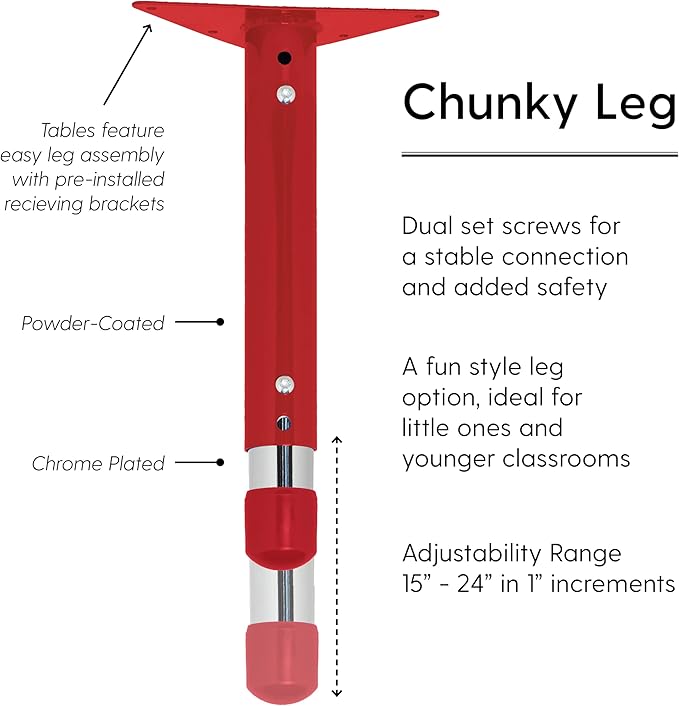 Factory Direct Partners FDP Rectangle Activity School and Classroom Kids Table (36 x 60 inch), Toddler Leg, Adjustable Height 15-24 inches - Maple Top and Red Edge