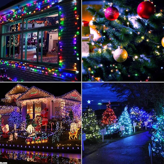 XTF2015 105ft 300 LED Christmas String Lights, End-to-End Plug 8 Modes - UL Certified - Outdoor Indoor Fairy Lights for Tree, Patio, Garden, Party, Wedding, Holiday (Multicolor)