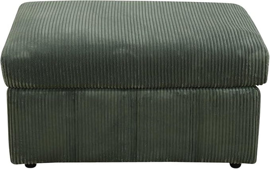 Ottoman Rectangular Storage Ottoman Bench, Flannel Footrest Stool Footstool with Lid for Living Room, Bedroom, Entryway, Green, 38"x30"x22"