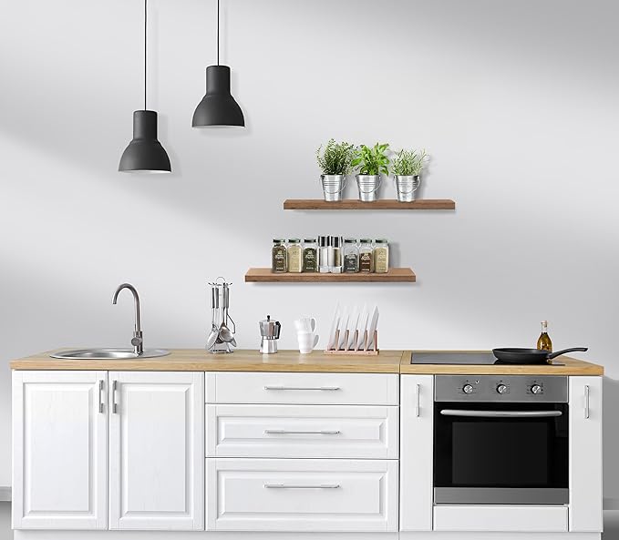 Sorbus Floating Shelves for Wall - 24" Bathroom Shelves, Wall Decor for Bedroom, Kitchen, Living Room, Home Decor & Book Storage - Mounted Floating Shelf with Invisible Brackets (Mahogany, 2 Pack)