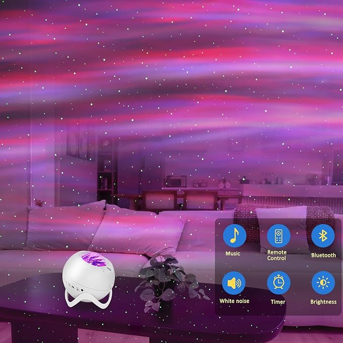 Galaxy Projector for Bedroom, Star Projector, White Noise with Bluetooth Speaker, Timer, Night Light,for Party, Living Room Decoration